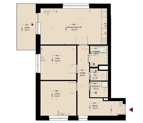 Prodej bytu 3+kk, Trutnov, Chodská, 82 m2