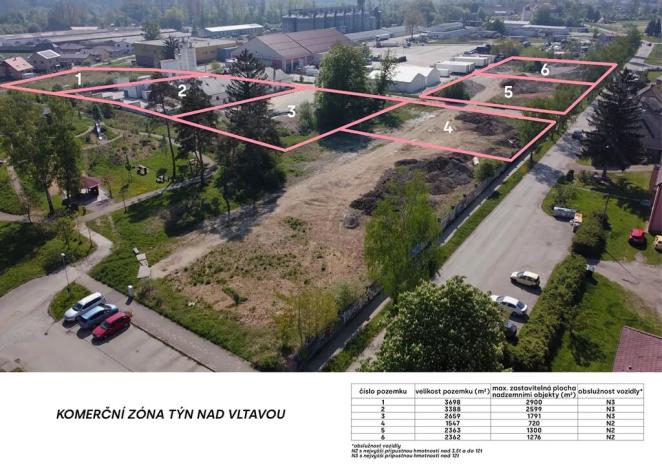Prodej komerčního pozemku, Týn nad Vltavou, Havlíčkova, 2362 m2