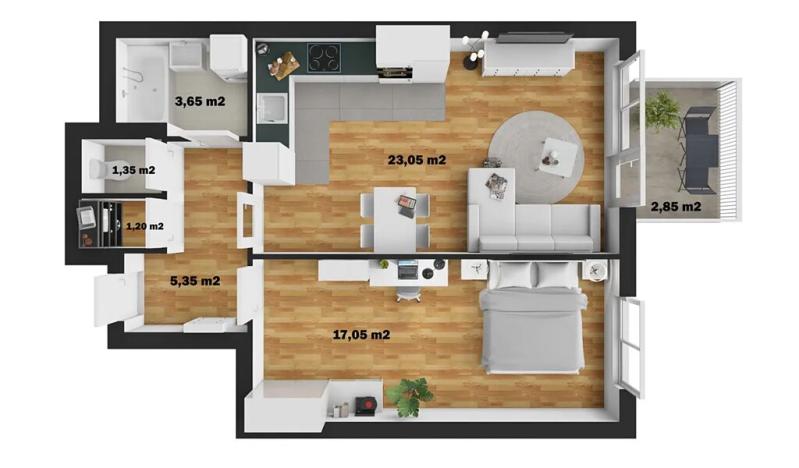 Pronájem bytu 2+kk, Praha - Kbely, Herlíkovická, 52 m2