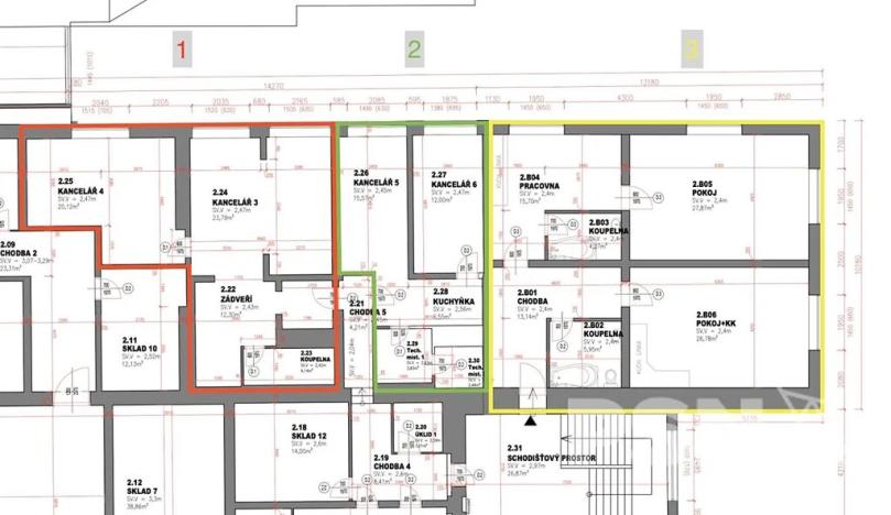 Pronájem kanceláře, Brno, Komárovské nábřeží, 94 m2