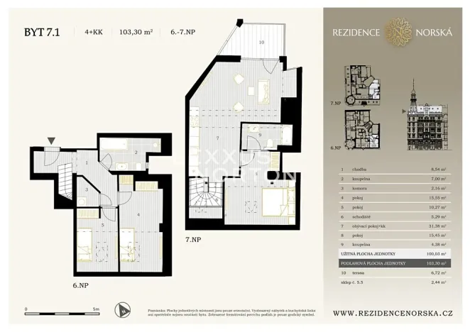 Prodej bytu 4+kk, Praha - Vršovice, Norská, 103 m2