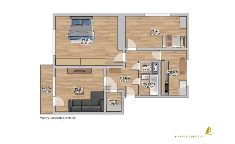 Prodej bytu 3+1, Vejprnice, Plzeňská, 76 m2