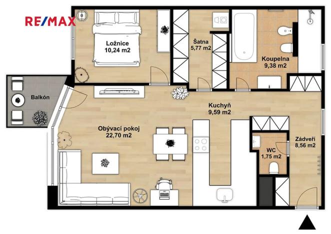 Pronájem bytu 2+kk, Praha - Strašnice, Novostrašnická, 68 m2