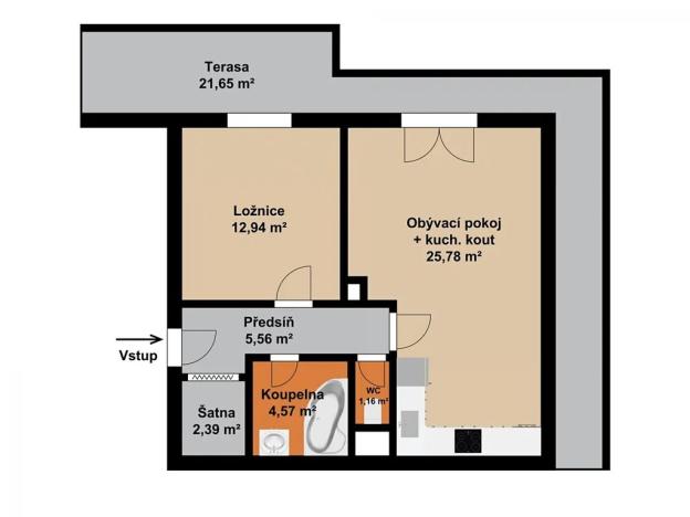 Pronájem bytu 2+kk, Liberec, 56 m2