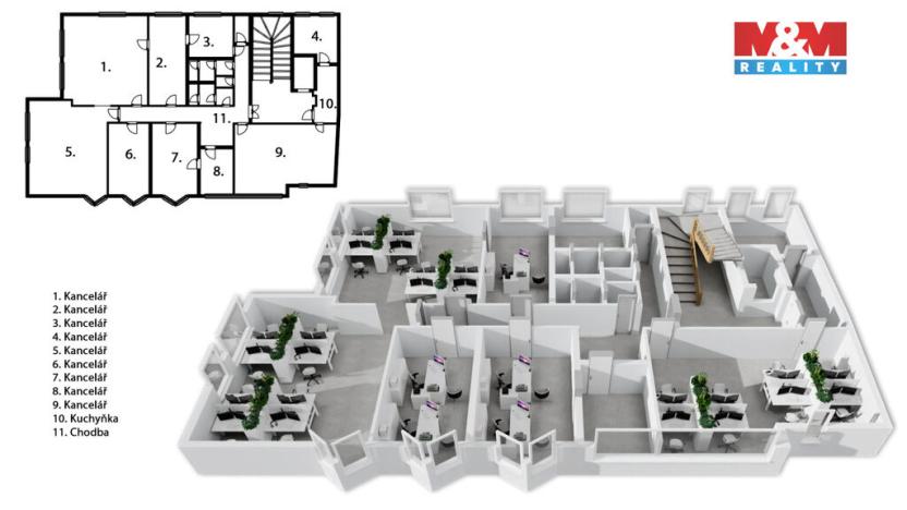 Pronájem kanceláře, Pardubice - Zelené Předměstí, 331 m2