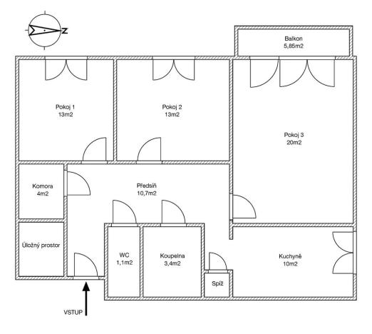 Prodej bytu 3+1, Brno, Kárníkova, 77 m2
