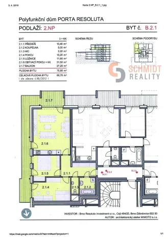 Pronájem bytu 3+kk, Brno, Provazníkova, 81 m2