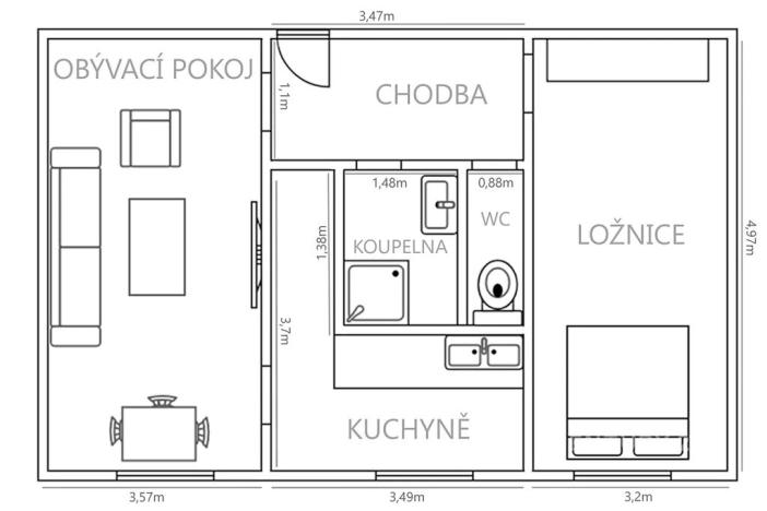 Prodej bytu 2+1, Teplice, Štúrova, 49 m2