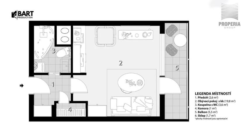 Pronájem bytu 1+kk, Brno, Švermova, 30 m2