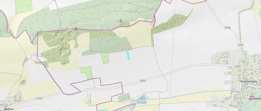 Dražba pole, Suchomasty, 1263 m2