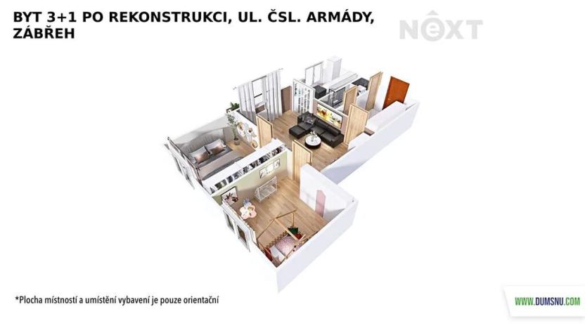 Pronájem bytu 3+1, Zábřeh, Československé armády, 60 m2