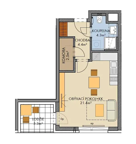 Pronájem bytu 1+kk, Praha - Ruzyně, Stočesova, 37 m2