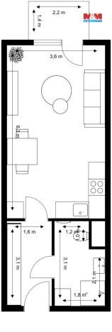 Pronájem bytu 1+kk, Zlín, Nad Stráněmi, 33 m2