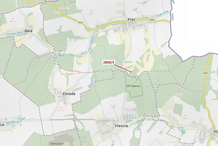 Dražba lesa, Píšť, 1321 m2