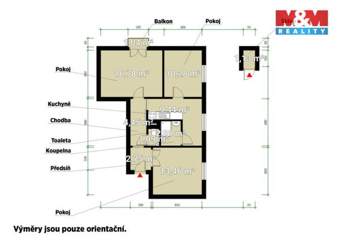 Pronájem bytu 3+1, Plzeň - Lobzy, Masarykova, 61 m2