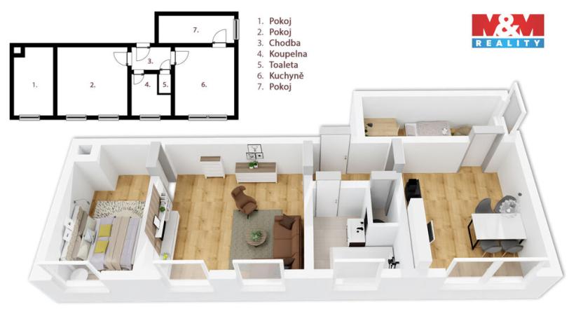Prodej bytu 3+1, Nové Město nad Metují - Krčín, Černčická, 56 m2
