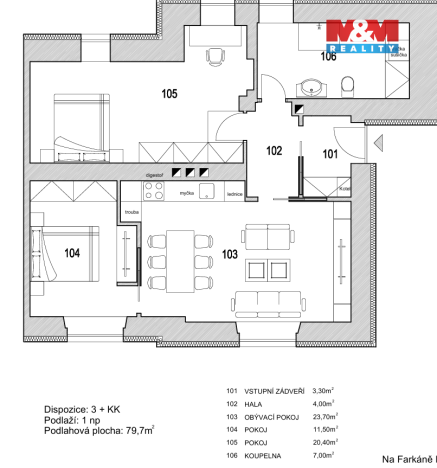 Prodej bytu 3+kk, Praha - Radlice, Na Farkáně III, 79 m2