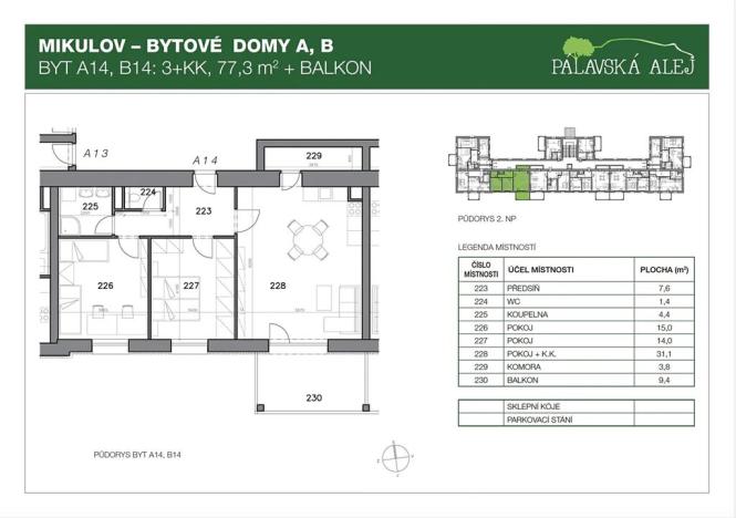 Pronájem bytu 3+kk, Mikulov, Bezručova, 77 m2