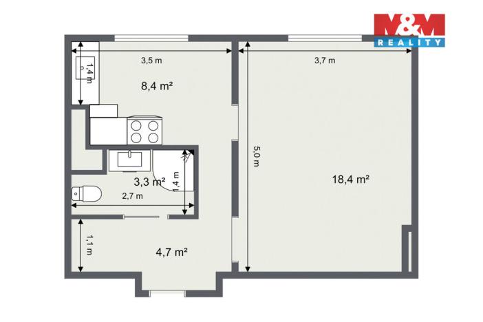 Prodej bytu 1+1, Habartov, Gagarinova, 36 m2