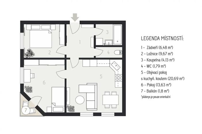 Prodej bytu 3+kk, Česká Třebová, Moravská, 56 m2