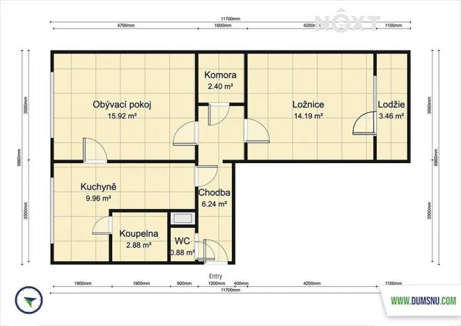 Pronájem bytu 2+1, Šumperk, Zahradní, 51 m2