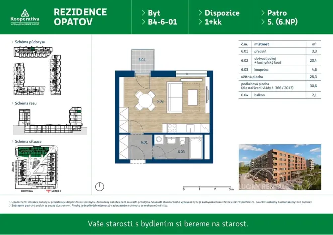 Pronájem bytu 1+kk, Praha - Chodov, Líbalova, 30 m2