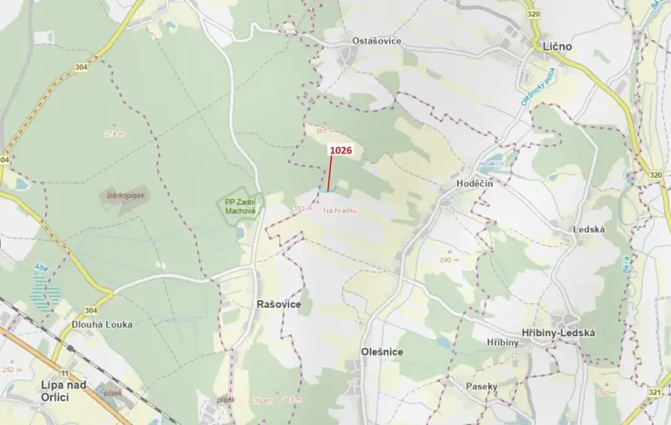 Dražba pozemku, Olešnice, 1135 m2