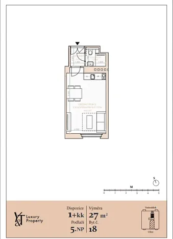 Pronájem bytu 1+kk, Praha - Vinohrady, 27 m2
