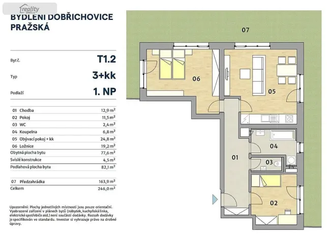 Prodej bytu 3+kk, okres Praha-západ, 82 m2