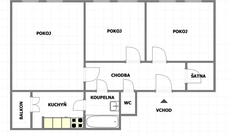 Prodej bytu 3+1, Brno, Mendlovo náměstí, 66 m2