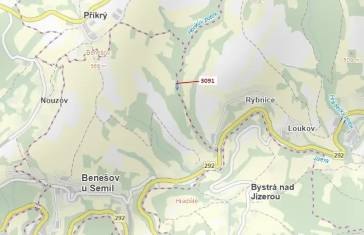 Dražba lesa, Benešov u Semil, 1964 m2