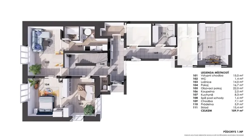 Prodej bytu 3+1, Rudná, Masarykova, 88 m2