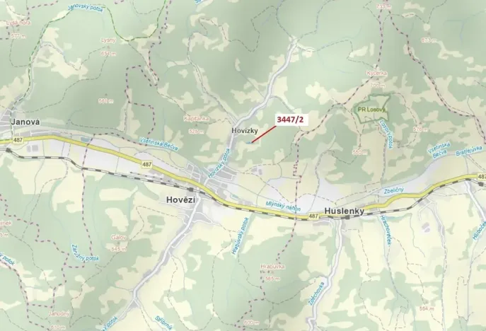 Dražba lesa, Hovězí, 550 m2