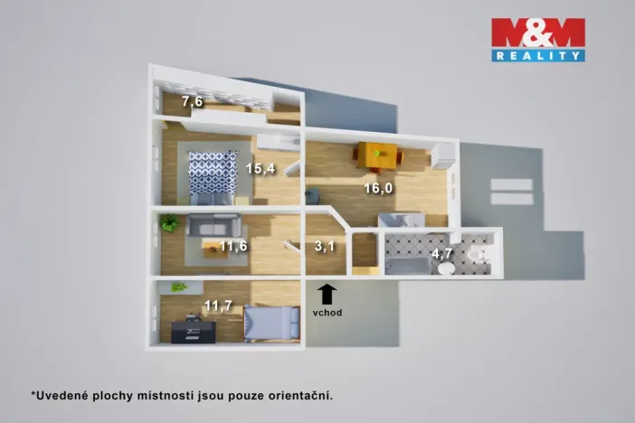 Prodej bytu 3+1, Trmice - Koštov, 67 m2