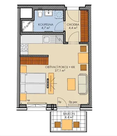 Prodej bytu 1+kk, Praha - Chodov, Bartůňkova, 38 m2