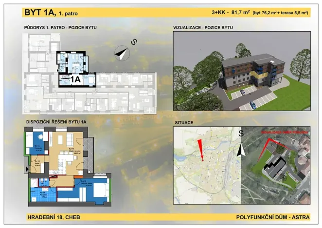 Prodej bytu 3+kk, Cheb, Hradební, 76 m2