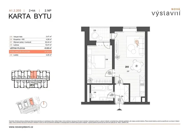 Prodej bytu 2+kk, Ostrava, Výstavní, 47 m2