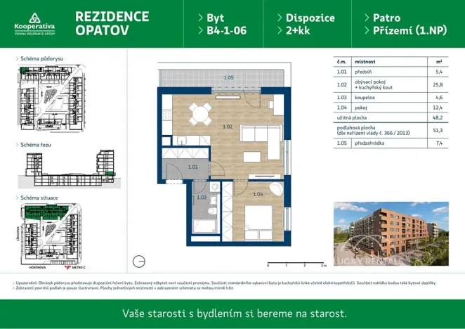 Pronájem bytu 2+kk, Praha - Chodov, Líbalova, 51 m2
