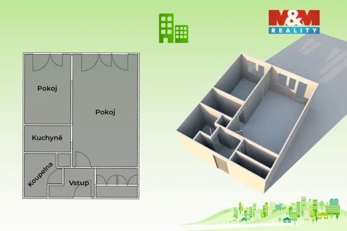 Pronájem bytu 2+kk, Rožnov pod Radhoštěm, Moravská, 39 m2