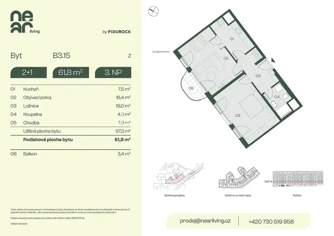 Prodej bytu 2+1, Praha - Libeň, Na kopečku, 57 m2