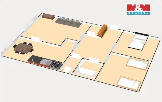 Pronájem bytu 3+1, Praha - Stodůlky, Kálikova, 70 m2