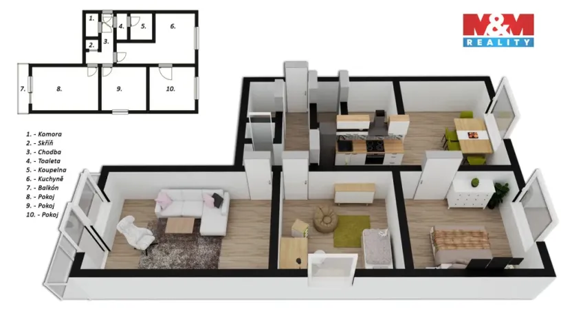 Prodej bytu 3+1, Žatec, Pekárenská, 70 m2