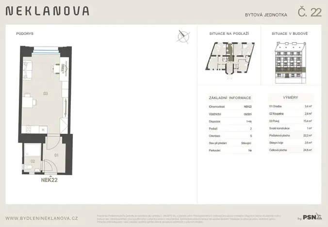 Prodej bytu 1+kk, Praha - Vyšehrad, Neklanova, 23 m2