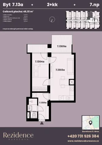 Prodej bytu 2+kk, Brno, Burešova, 50 m2