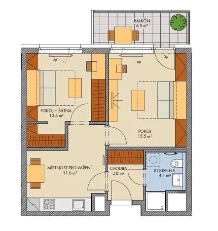 Prodej bytu 2+1, Praha - Hlubočepy, Baarové, 51 m2