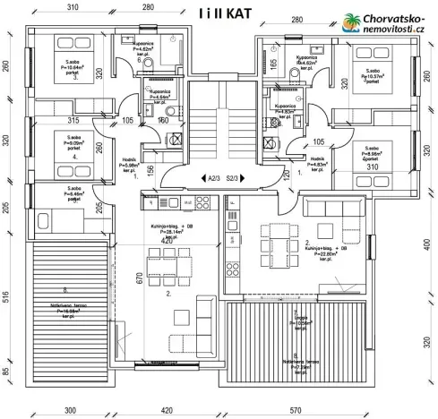 Prodej bytu 3+kk, Novalja, Chorvatsko, 84 m2
