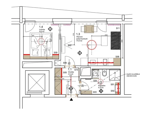 Pronájem bytu 2+kk, Praha - Košíře, Starokošířská, 40 m2