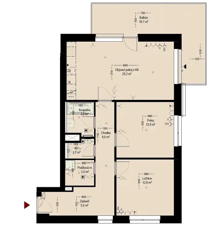 Prodej bytu 3+kk, Trutnov, Chodská, 84 m2