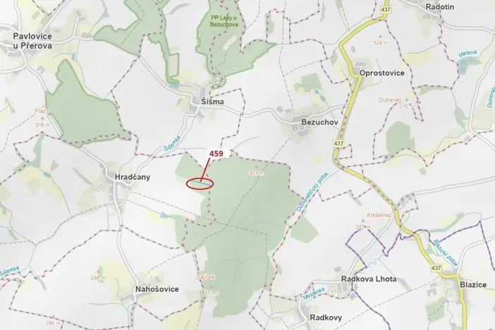 Dražba lesa, Hradčany-Kobeřice, 1895 m2