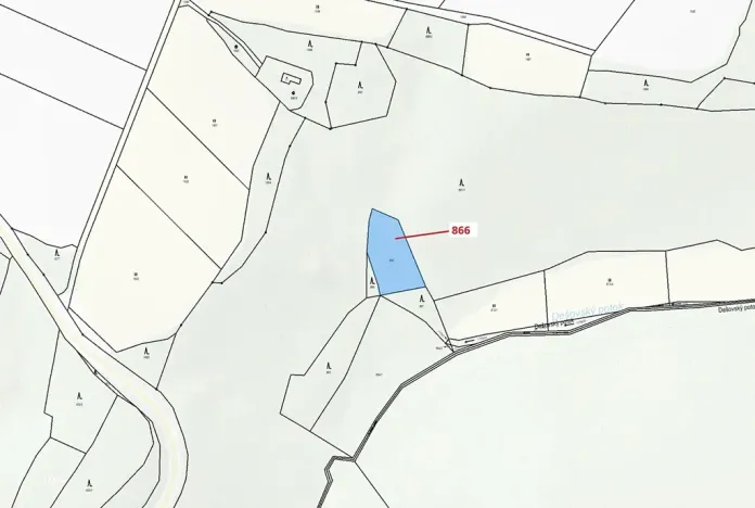 Dražba pozemku, Dešov, 1277 m2